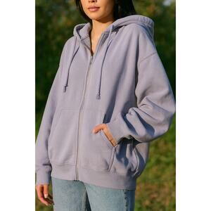 Brandy Melville Christy One Size (XL) Full Zip Hoodie Heavy Weight Dusty Purple